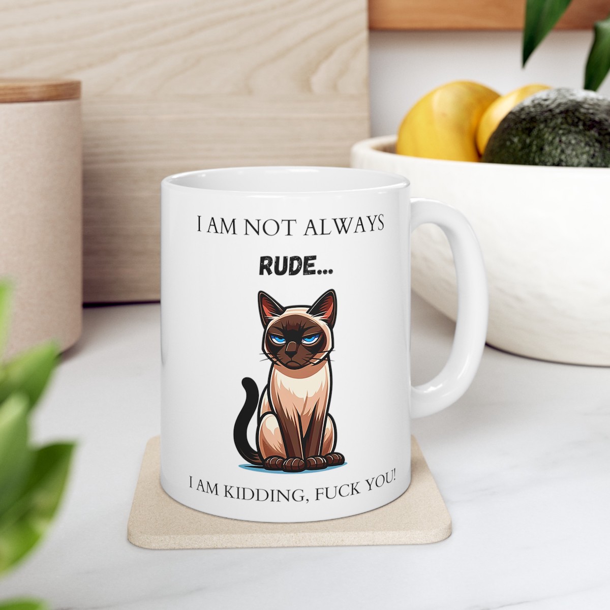 taza gato siames graciosa, divertida