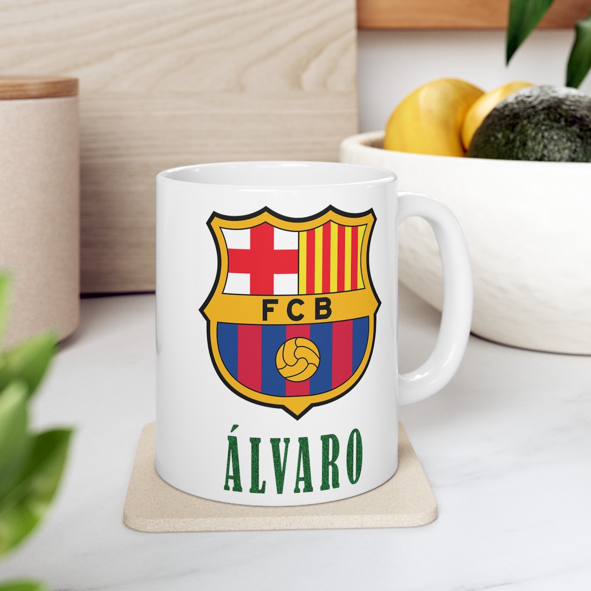 Taza con nombre escudo barcelona