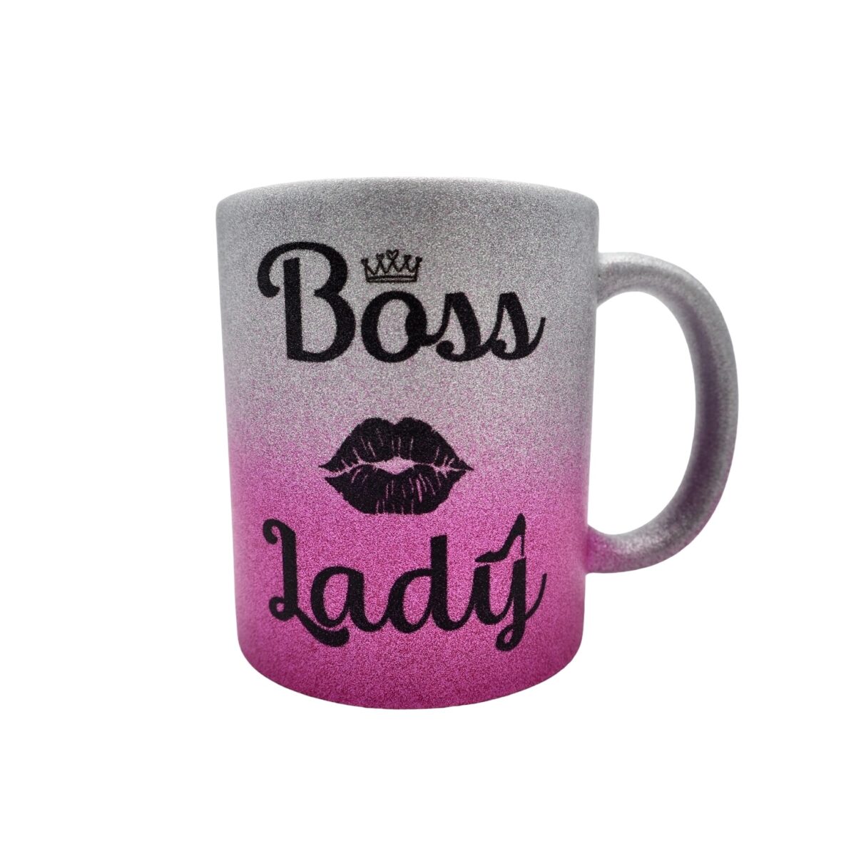 Taza boss lady all black glitter mug