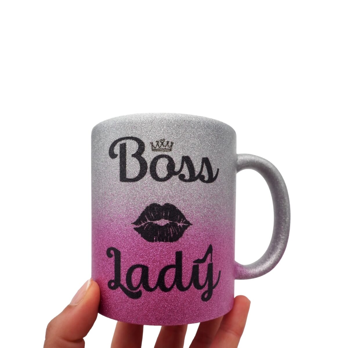 Taza boss lady all black glitter mug