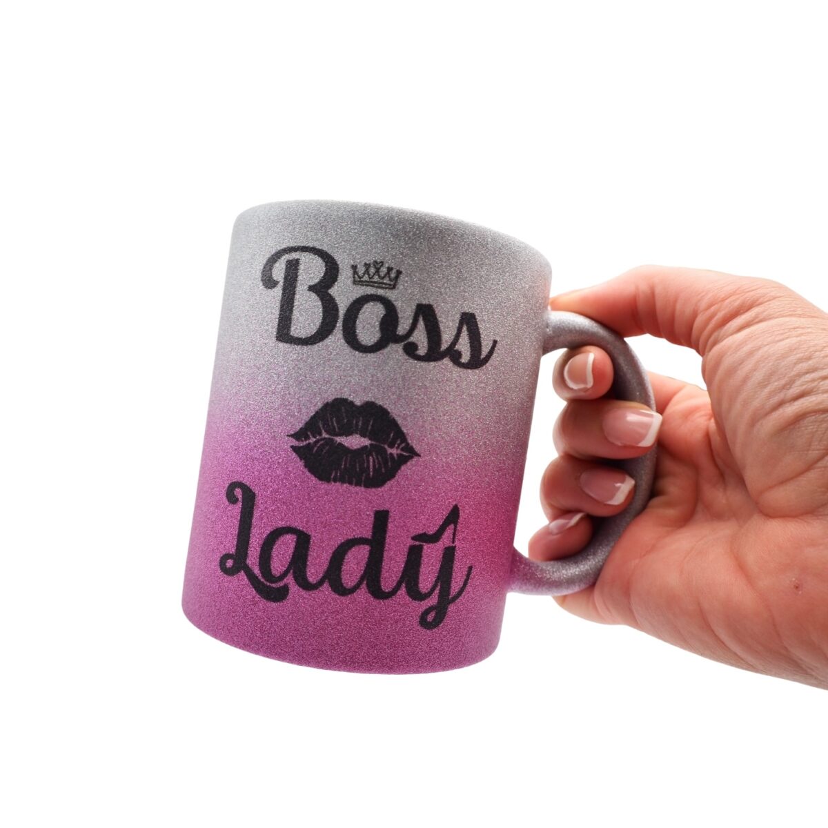 Taza boss lady all black glitter mug