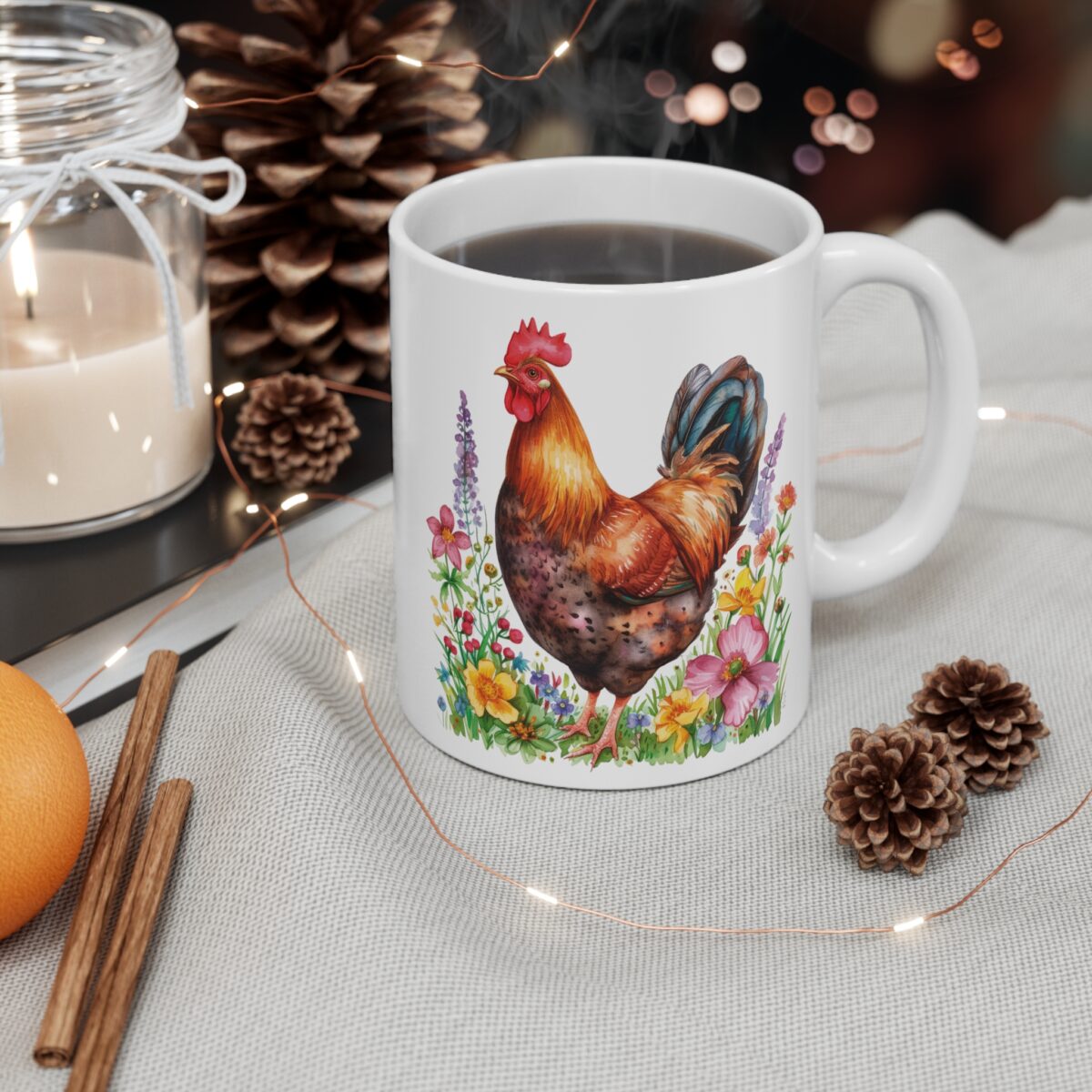 Taza de Cerámica con Gallina y Gallo 🐔🐓 - 11 oz