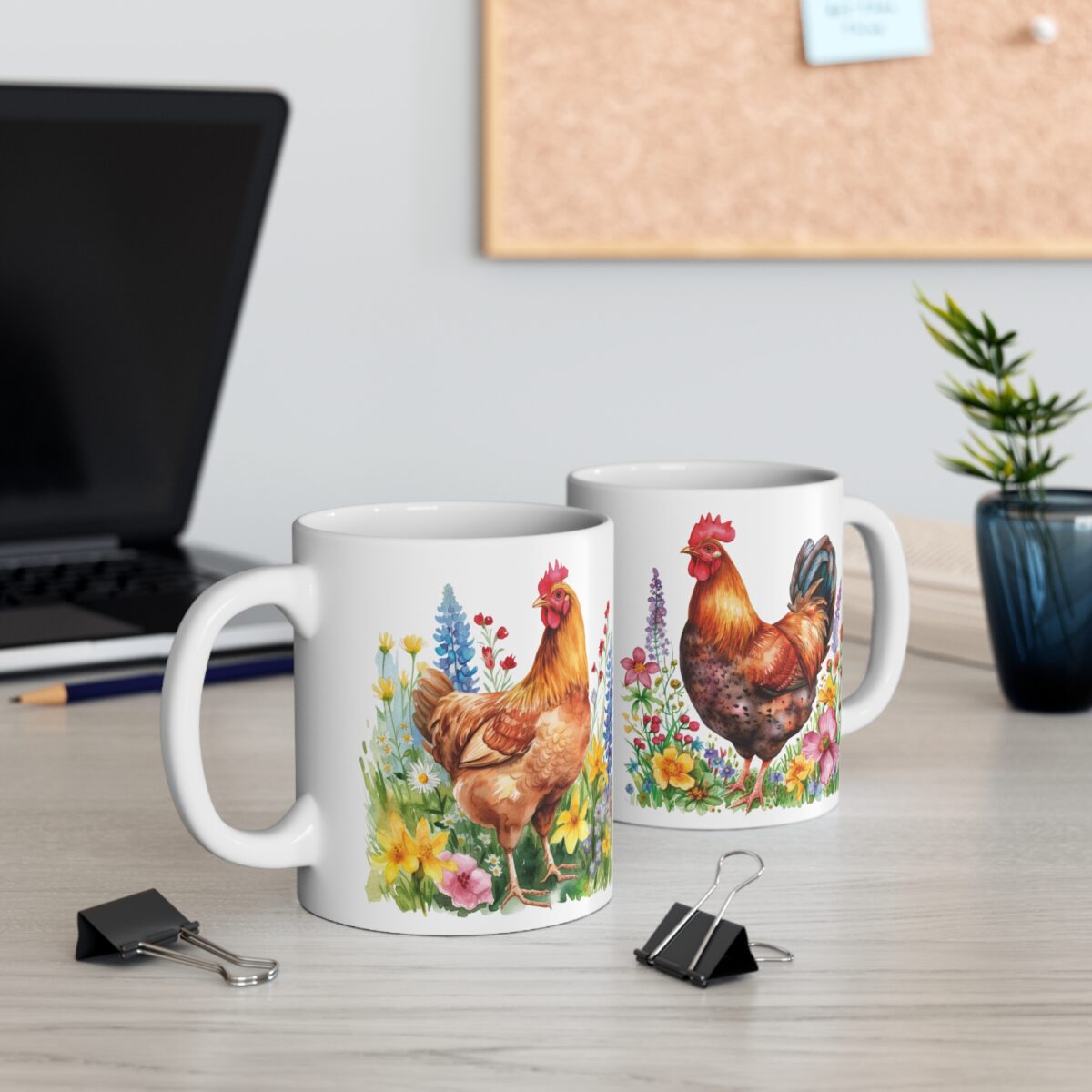 Taza gallina y gallo